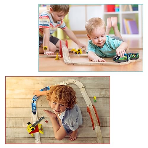 KipiPol Battery Operated Action Locomotive Toy Train Set for Wooden Train Tracks, (Magnetic Connection)-Compatible with Thomas The Train Toys, Brio Train Set for Toddlers 3-5 and up Kipipol