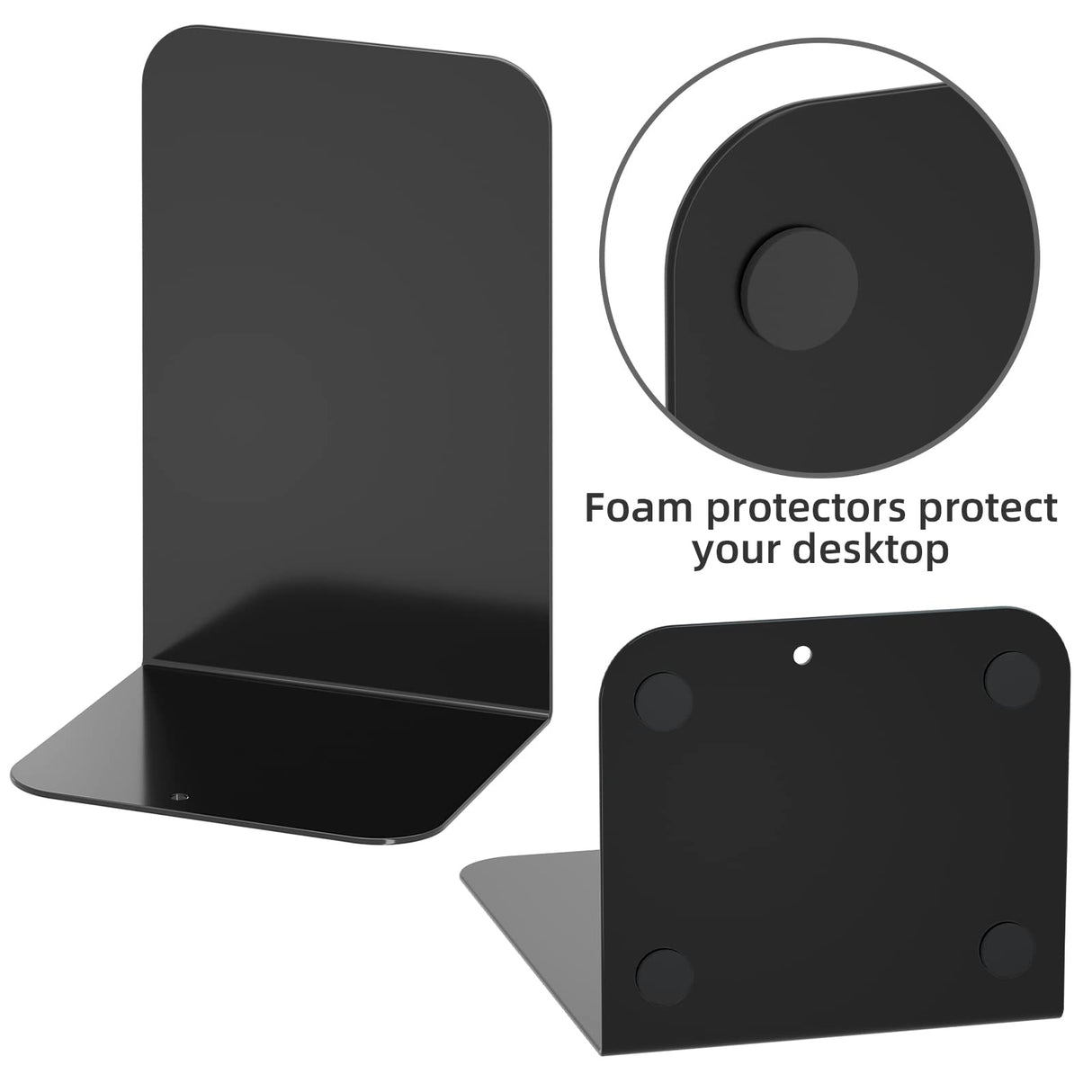 VFINE Bookends 1 Pair, Bookends for Shelves, Metal Black Book Ends for Shelves, Book Ends for Heavy Books, Book Shelf Holder for Home Office VFINE