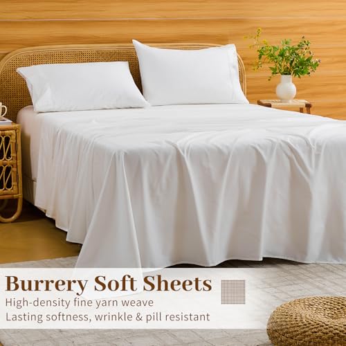 Bedlifes Deep Pocket Sheets 18-24 Inch, King Size Egyptian Cotton 1000 Thread Count, 4-Piece - Fits Extra Thick Mattresses, Cooling & Breathable (White) Bedlifes