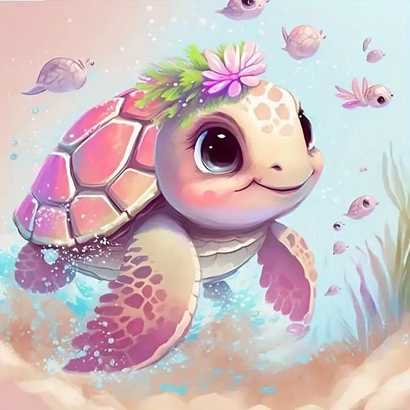 Sea Turtle Diamond Art Kits for Adults,Diamond Art Diamond Painting Kit,5D Diamond Painting DIY Full Drill Diamond Dots Painting with Tools,Gem Craft for Home Wall Decor 11.8x11.8in Kaixine