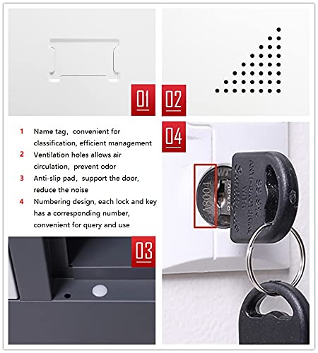 MAYROY Metal Locker Office Storage Locker Home Steel Locker School Storage Organizer, Storage Cabinet for Kids Students Employee (Gray, W6D) MAYROY