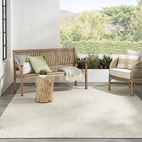 Nourison Home Courtyard Indoor/Outdoor Ivory Silver 7' x 10' Area Rug, Geometric, Easy Cleaning, Non Shedding, Bed Room, Living Room, Dining Room, Deck, Patio, Backyard (7x10) Nourison