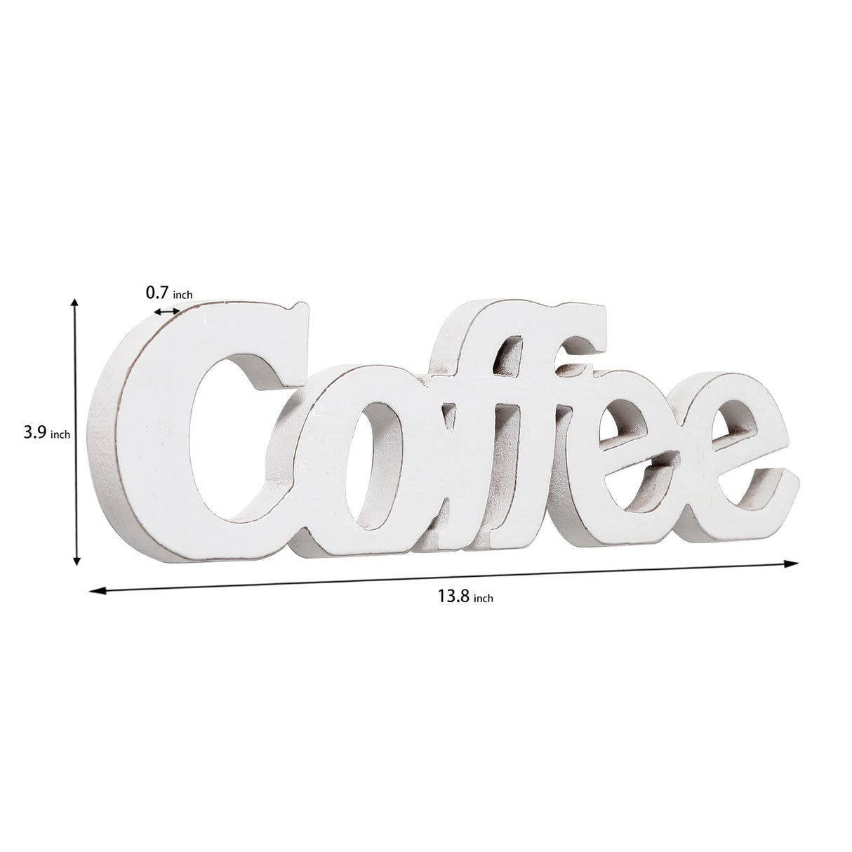 Sintosin Rustic Distressed White Coffee Sign for Tabletop 14", Wall Hanging Coffee Bar Sign Kitchen Decor, Farmhouse Coffee Signs for Coffee Bar, Coffee Wood Signs for Home Decor Shelf Christmas Sintosin