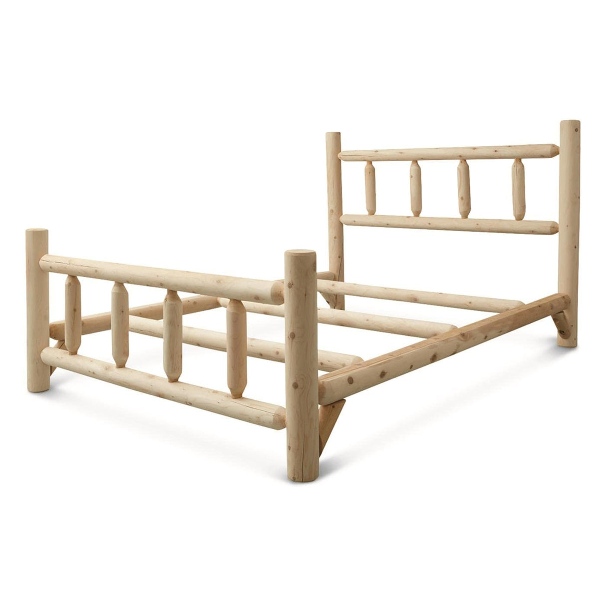 CASTLECREEK North American Cedar Log King Bed with Headboard and Footboard; Rustic Natural Unfinished Wooden Bed Frames CASTLECREEK