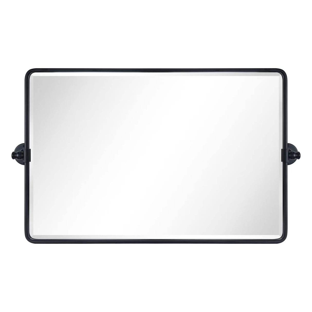 TEHOME 20x33'' Horizontal Farmhouse Black Metal Framed Rounded Pivot Rectangle Bathroom Mirror Tilting Beveled Vanity Mirrors for Wall TEHOME