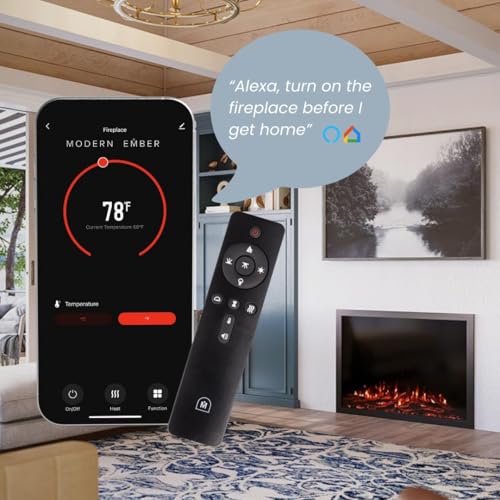 Modern Ember Highmark Traditional 44 Inch Built-in Smart Electric Fireplace Insert | Alexa/WiFi Enabled - Remote Included | Electric Firebox Heater with Multi-Color Flames | 1500W Modern Ember