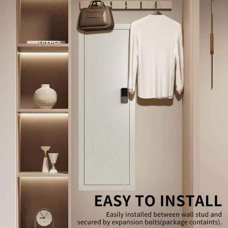 In Wall Safe Between the Studs, 53" Tall Wall Safes, Hidden Gun Safe Recessed Wall Safe Cabinet with Removable Shelf & Digital Keypad, Security Wall Safe for Home Guns Money Valuables TOPKEY