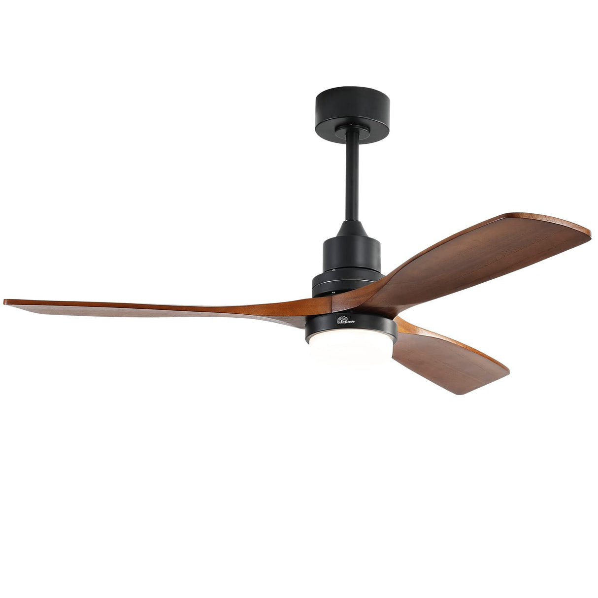 Sofucor 52 Inch Ceiling Fan With Lights Remote Control 3 Wood Fan Blade Ceiling Fans Noiseless DC Motor Solid Walnut and Matte Black For Farmhouse Modern Style Sofucor