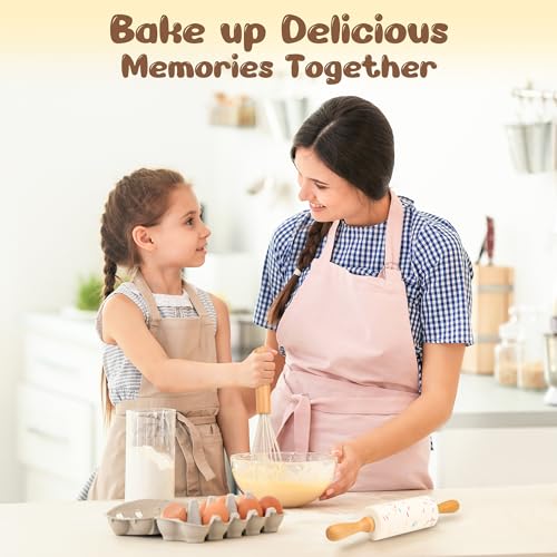 LUOLAO Wooden Kids Safe Knife and Kids Baking Set for Real Cooking, 6 PCS Toddler Montessori Kitchen Tools, Cooking and Baking for Kids Little Chefs LUOLAO