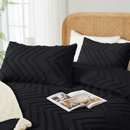 Andency Black Twin/Twin XL Comforter Set, Twin Bed Comforter for College Dorm Girls Boys Kids Boho Soft Warm Cute Comforter, 2 Pieces Aesthetic Chevron Bohemian Bedding Set Andency