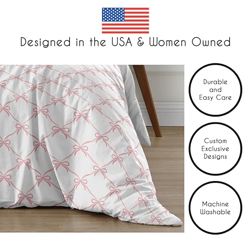 Sweet Jojo Designs 2-Piece Twin Comforter Set (Pink Bows) for Girls, Kids, Teen, College Bed Room incl. Single Size Bedding & Sham (Blush, Bow for The Ballerina, Ballet Dancer, Princess Collection) Sweet Jojo Designs