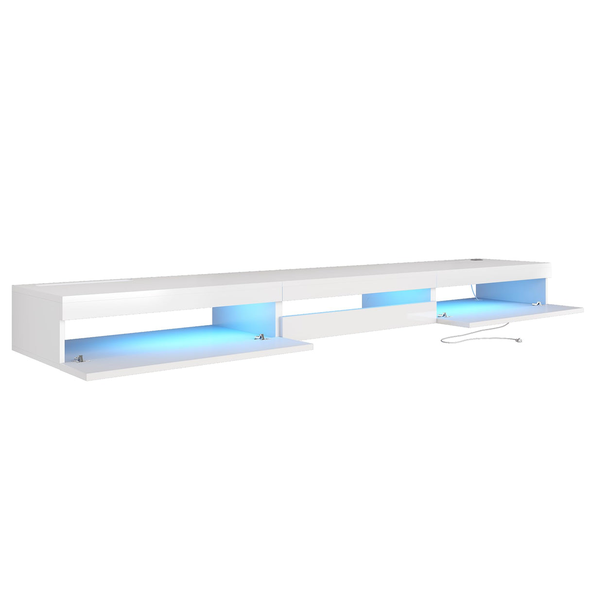 ANTISTA Floating TV Stand | 94.5'' Long Wall Mounted TV Shelf with Power Outlet, Modern Wooden Entertainment Center Media Console with Storage, High Gloss Large TV Cabinet, Up to 100 Inch TVS ANTISTA