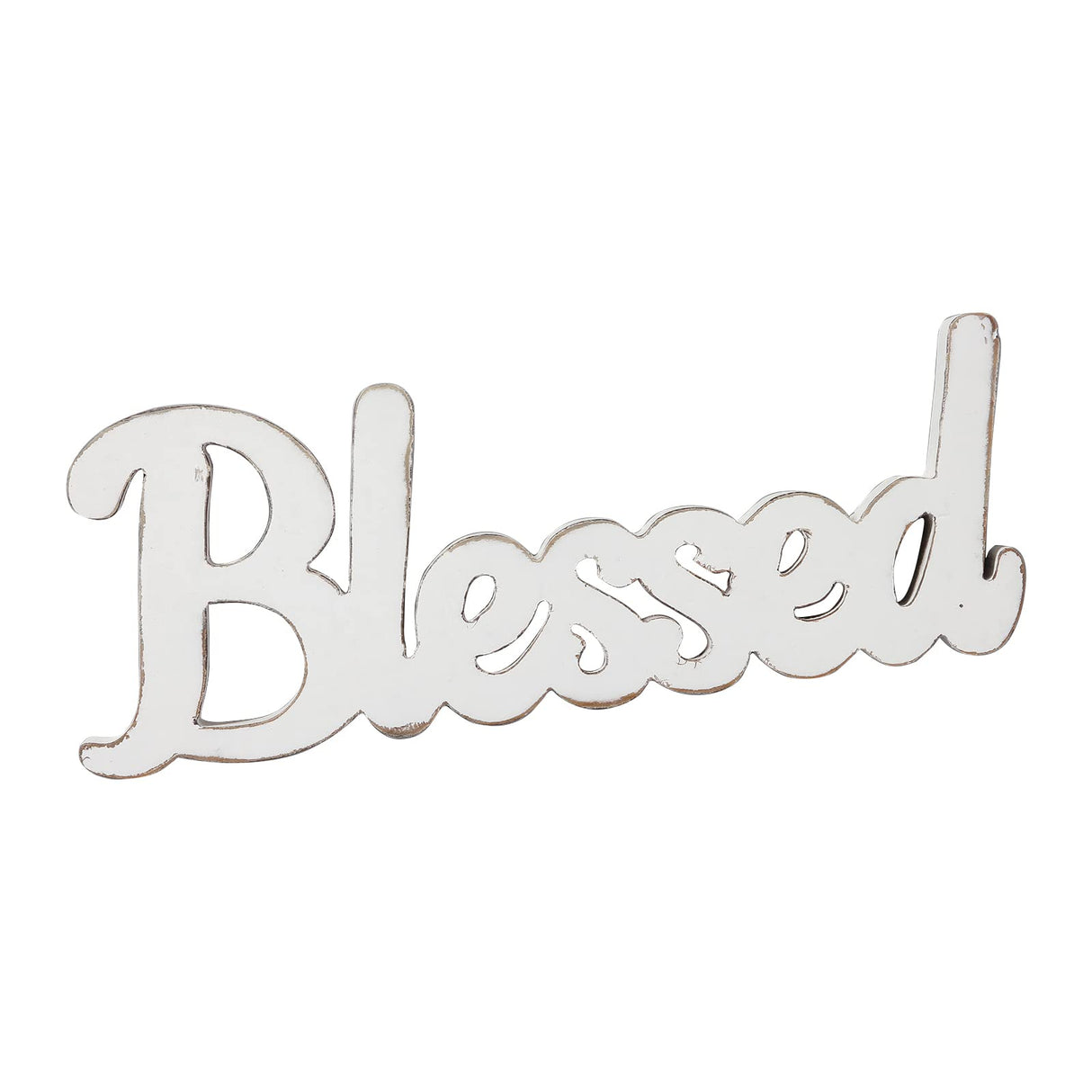 Sintosin Rustic White Wooden Blessed Sign for Tabletop 15", Wall Hanging Farmhouse Blessed Signs for Home Decor, Handmade Thanksgiving Signs Decor, Christmas Signs for Living Room Entryway Sintosin