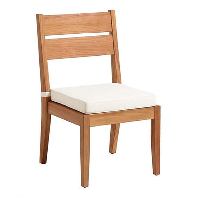 Linon Barlow Teak Outdoor Armless Set of 2 Dining Chairs and Cushions in Natural