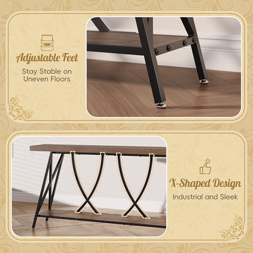 JUSTOGO 70.9" Narrow Console Table for Entryway, Industrial Long Sofa Table Behind Couch, Farmhouse Hallway Table with Storage for Living Room, Entrance, Foyer, Rustic Brown JUSTOGO