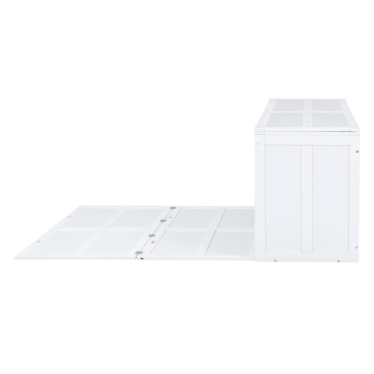 GDFStudio Boden Queen Size Murphy Bed, Queen Size Murphy Bed with 2 Storage Shelves, Solid Wood Frame with Rotable Desk, Resembles as Storage Cabinet, Space Saving Design for Small Space Dorm, White GDFStudio