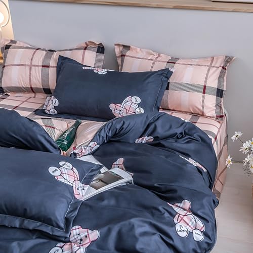 HALOZI Duvet Cover Set Twin Size Little Bear Luxury Soft Bedding Set Comforter Cover with Zipper Closure and Corner Ties (1 Duvet Cover+2 Pillowcases)(Twin(68X90) inch) HALOZI