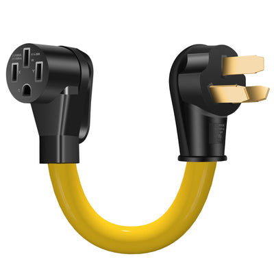 LAZMUMI NEMA 10-50P to 14-50R EV Charger Adapter Cord with 6-AWG Heavy Duty Adapter Cord for Tesla and Other EV Level 2 Charging,1.5 FT