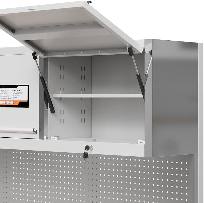 72 Inch Garage Tool Cabinet with 15 Drawers, Garage Workbench/Storage Cabinet, Rolling Toolbox Stainless Steel Tool Bench with Locking System, Metal Construction, Workshop/Garage/Home GAOMON