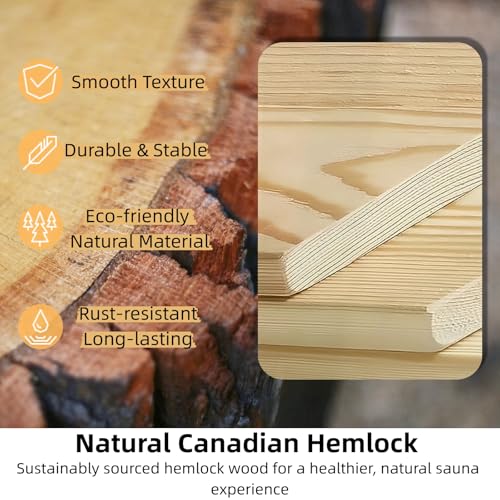 Luxury Dual-System Wood Sauna Room for 3 Person, Hybrid Indoor Sauna Spa,Canadian Hemlock, 4.5KW Heater, 195°F Steam+149°F Far Infrared, 10 Heating Elements, 220V, Oxygen Ionizer, 8mm Tempered-Grass ZONEMEL