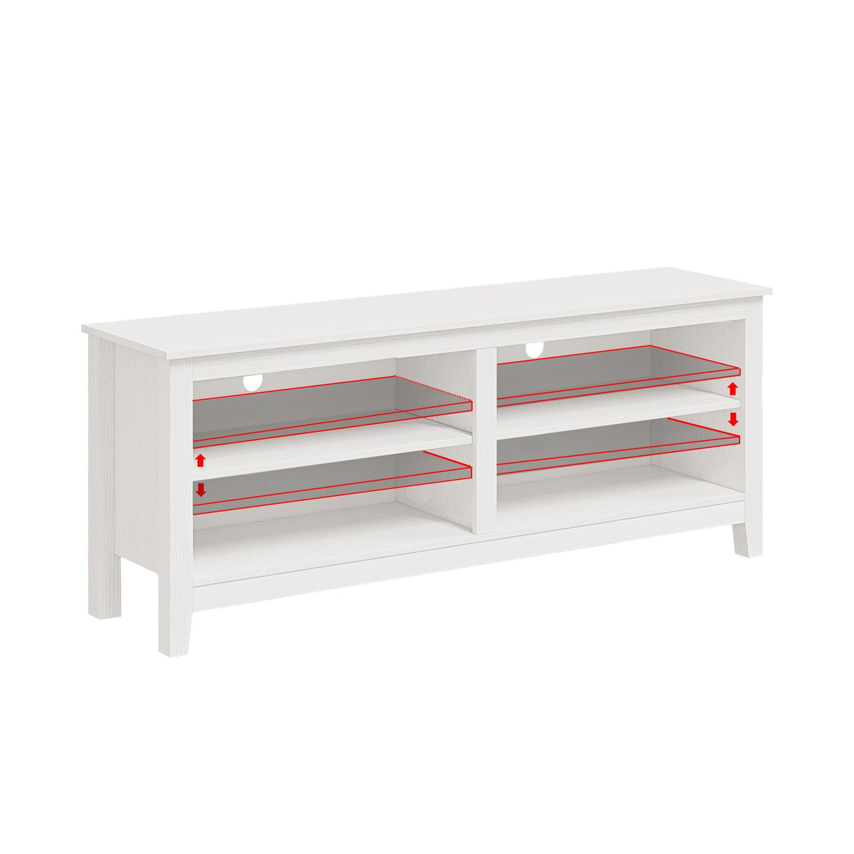 Gyger TV Stand for 65 inch TV with Storage,Modern TV Entertainment Center for Bedroom,TV Media Console Table with 4 Open Storage Shelve,55 inch Wood TV Cabinet White Gyger