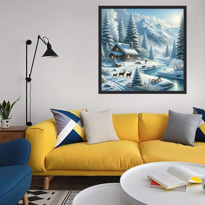 Axquilon Diamond Art Kits for Adults - Winter Diamond Painting Kits for Adults Beginner, DIY 5D Full Drill Landscape Gem Art for Home Wall Decor 14x14 inch Axquilon