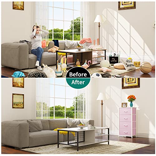 YITAHOME Dresser with 4 Drawers - Storage Tower Unit, Fabric Dresser for Bedroom, Living Room, Closets - Sturdy Steel Frame, Wooden Top & Easy Pull YITAHOME