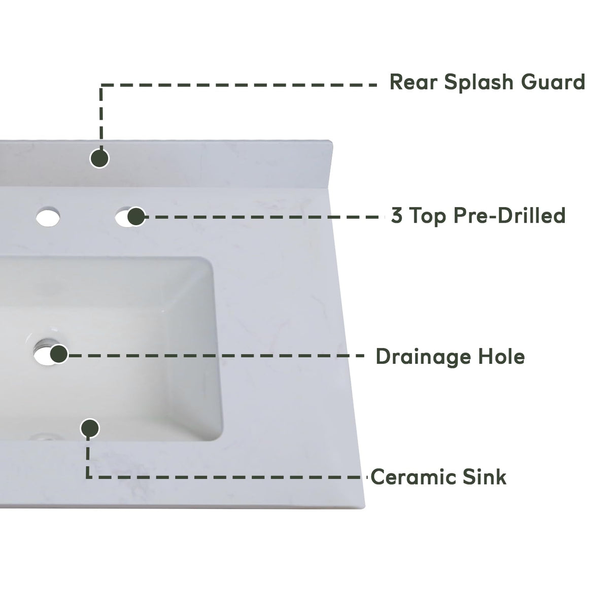 SSFEG 48” Bathroom Vanity with White Engineered Marble Stone Rectangular Sink, Modern Bathroom Cabinet with 2 Soft Closing Doors and 6 Drawers(Without Pop Up Drain、Faucet&Mirror) SSFEG