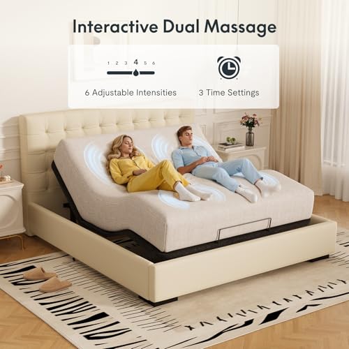 FLEXISPOT Split King Adjustable Bed Frame Base–Zero Gravity & Soothing Massage,Memory Positions,Whisper-Quiet Motor,Quick Assembly,Adjustable Legs,Under-Bed Light & Wireless Remote,750 lbs FLEXISPOT