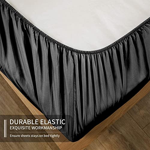 EaseHome Queen Size Bed Sheets Set - Extra Soft Luxury Brushed Microfiber Queen Bed Sheets with 18 inch Deep Pocket - Comforterble Wrinkle Fade and Hypoallergenic- 4 Piece (Queen,Black) EaseHome