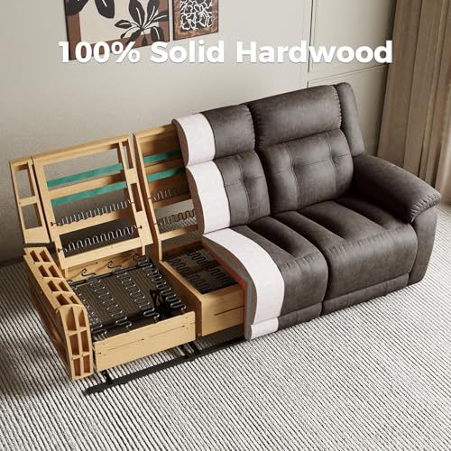 3 Seater Recliner Sofa, 3X Wall Hugger Reclining Sofa, Home Theater Seating with 2 Layer Cushion, Sofa Recliner for Home Living Room