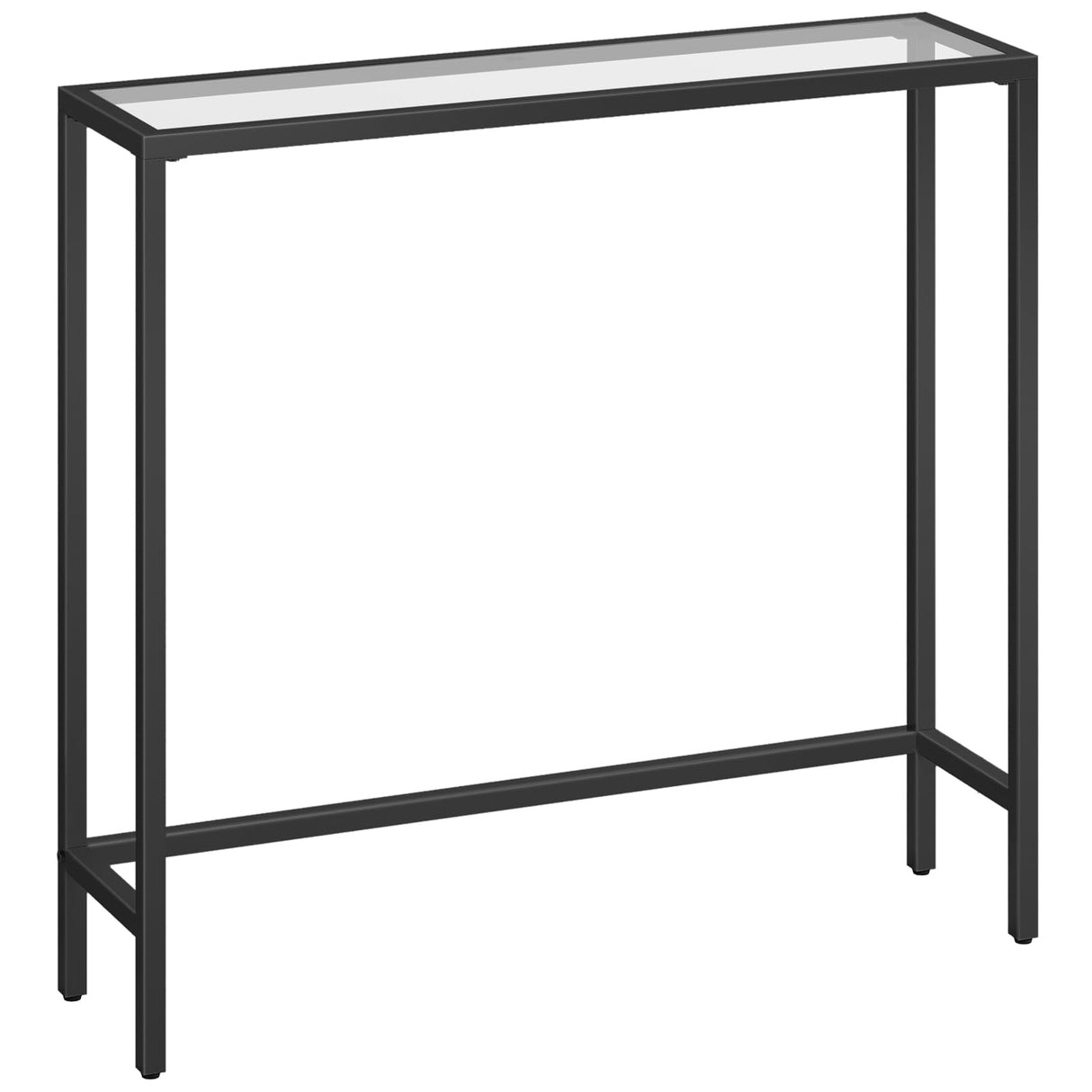 HOOBRO 29.5" Narrow Console Table, Tempered Glass Sofa Table, Small Side Table, Modern Entryway Table, for Entrance, Living Room, Foyer, Hallway Bedroom, Black BK07XG01 HOOBRO