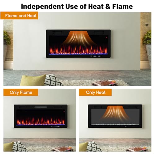 Tangkula 5100 BTU Electric Fireplace Inserts 40 Inches, 1500W Wall Mount Fire Places with Remote, Multicolor Flames, 5 Brightness & Speed Adjustable, Touch Screen Tangkula