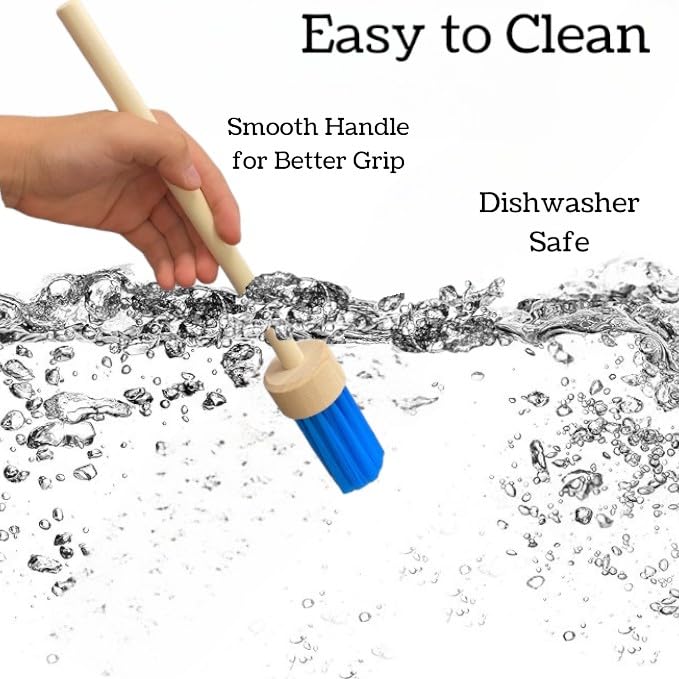 Generic BBQ Grill Basting Mop with Smooth Wooden long Handle Food-Grade Materials, 13.5 Inch Long, Blue WoodArtSupply