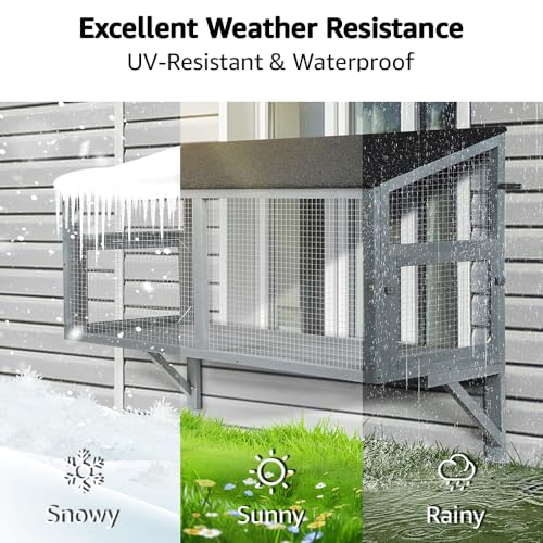 beeNbkks Cat Catio, Window Box Enclosure for Indoor Cats, Wooden Window Perch House, Expandable for Multi Kittens, Secure Comfortable Outdoor Haven for Pets, All Weather Use, Nature Friendly Design beeNbkks