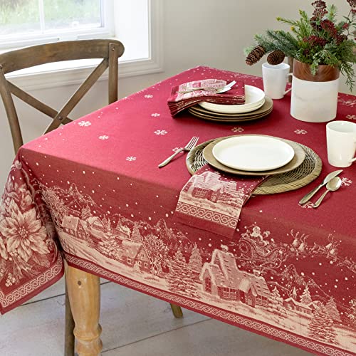 Benson Mills Engineered Jacquard Heavyweight Fabric Table Cloth, Holiday, Winter, and Christmas Tablecloth (Christmas Story, 60" x 140" Rectangular) Benson Mills