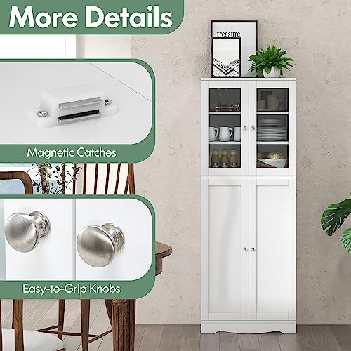 Giantex 63.5" Pantry Organizers and Storage, Freestanding Tall Storage Cabinet for Kitchen Bathroom Living Room Office, Wooden Utility Cupboard with Giantex