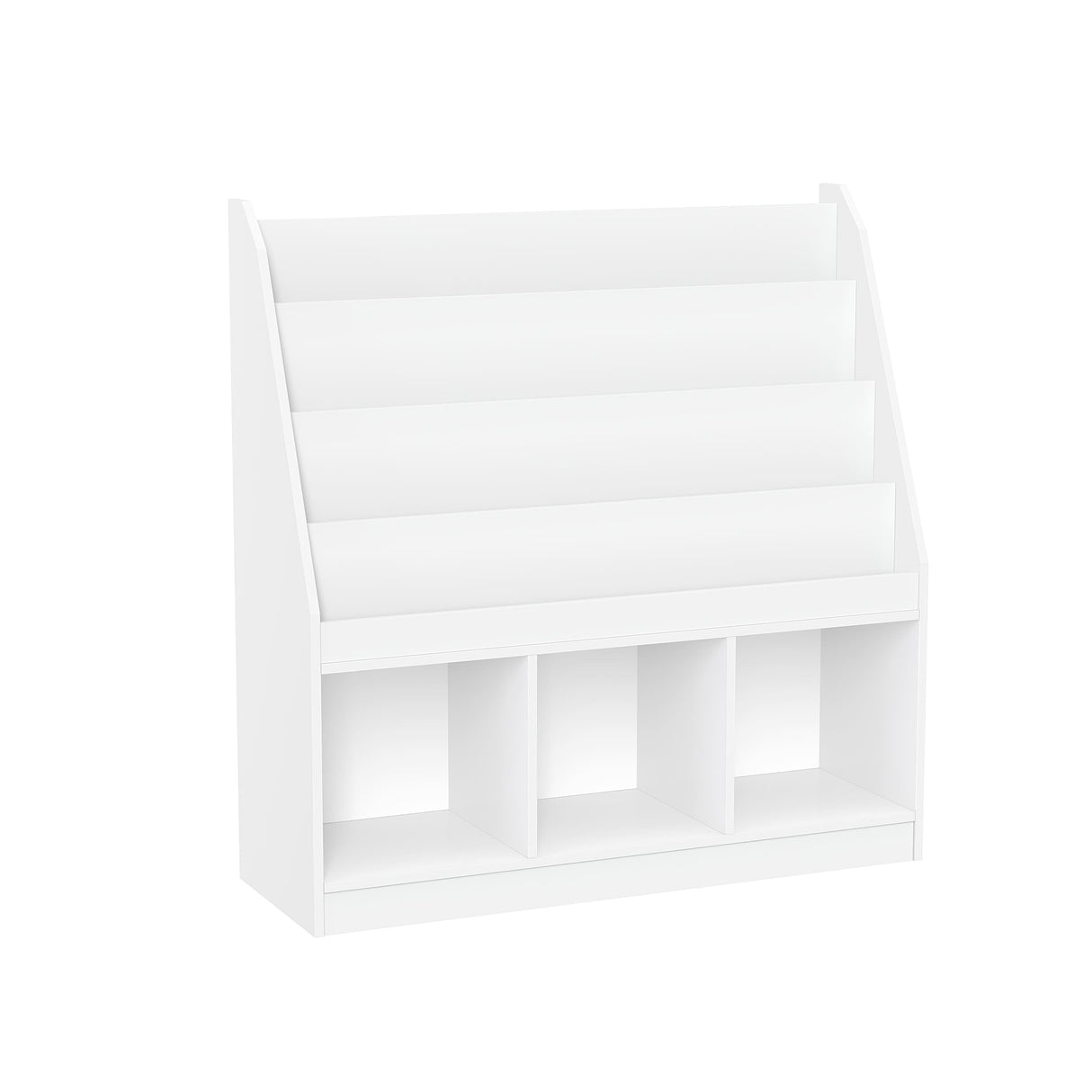RiverRidge Kids 4 shelves Three Cubbies Bookrack, White (02-251), 11.81"D x 35"W x 36"H RiverRidge