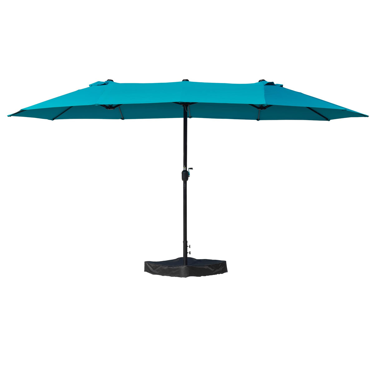 15ft Rectangle Patio Umbrella, Double-Sided Outdoor Market Umbrella with Crank Handle and Base for Pool, Garden, Backyard, Lawn (Blue W/O SolarLights) Kozyard