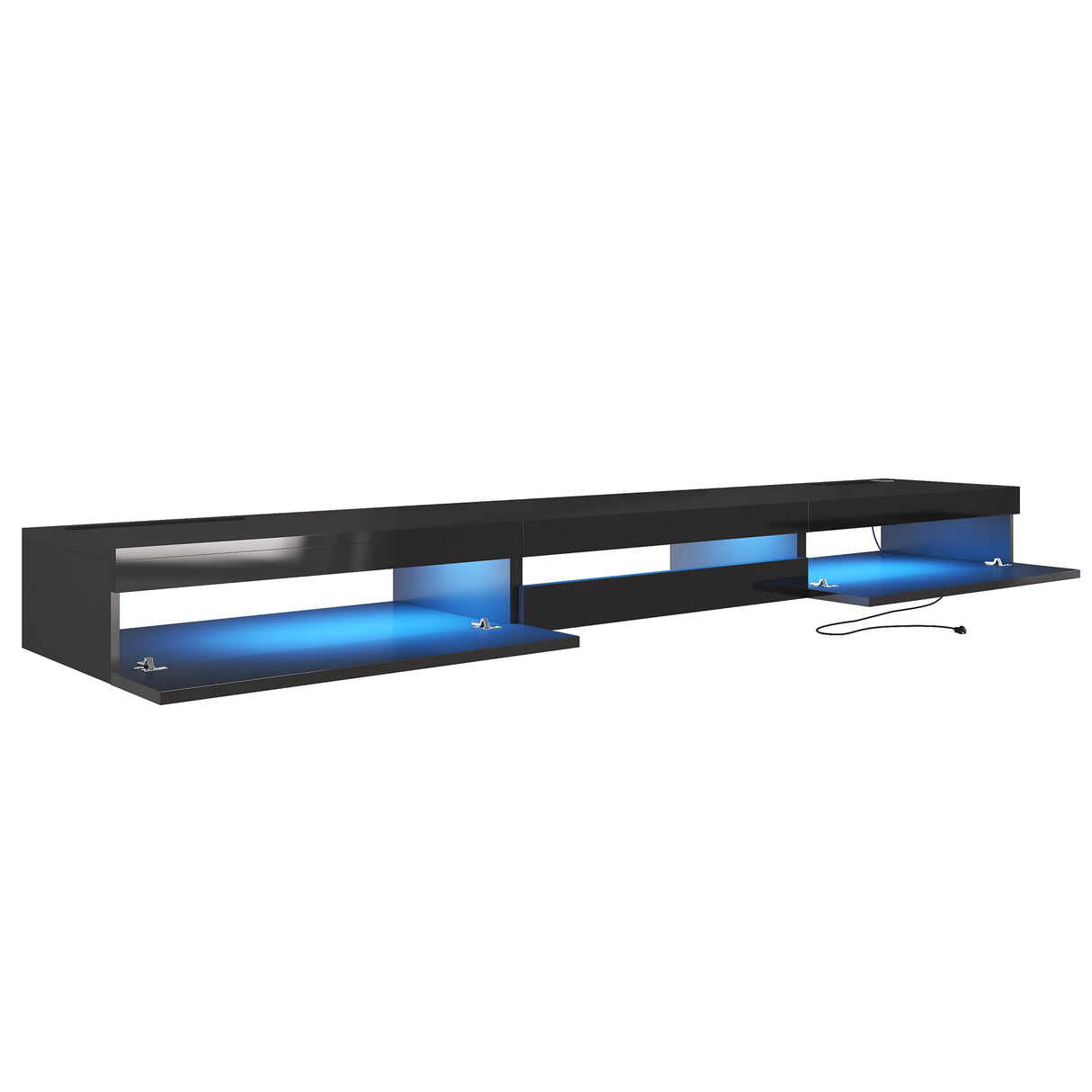 ANTISTA Floating TV Stand | 94.5'' Long Wall Mounted TV Shelf with Power Outlet, Modern Wooden Entertainment Center Media Console with Storage, High Gloss Large TV Cabinet, Up to 100 Inch TVS ANTISTA