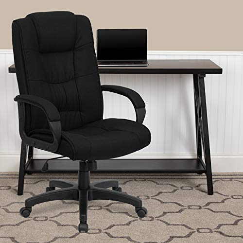 Flash Furniture Jessica High Back Black Fabric Executive Swivel Office Chair with Arms Flash Furniture