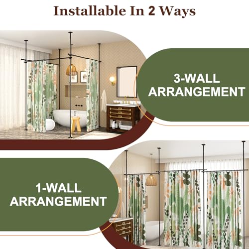 Goovilla Room Divider for Room Separation, Tension Curtain Rods No Drilling, 4-10ft(H) 28-171inch(W) Adjustable Temporary Privacy Wall Divider, Heavy Duty Freestanding Space Partition Separator, Black Goovilla
