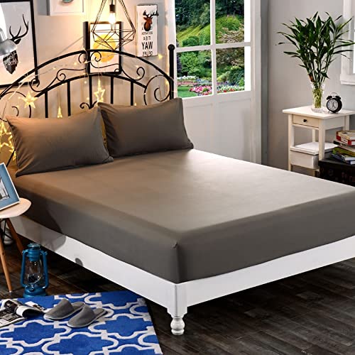Elegant Comfort 1500 Premium Hotel Quality 1-Piece Fitted Sheet, Softest Quality Microfiber - Deep Pocket up to 16 inch, Wrinkle and Fade Resistant, Queen, Gray Elegant Comfort
