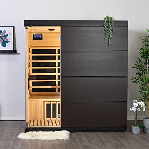 Blue Wave BSA7008 Sirona 3-Person Hemlock Infrared 8 Carbon Heaters Infared Sauna, Espresso Blue Wave