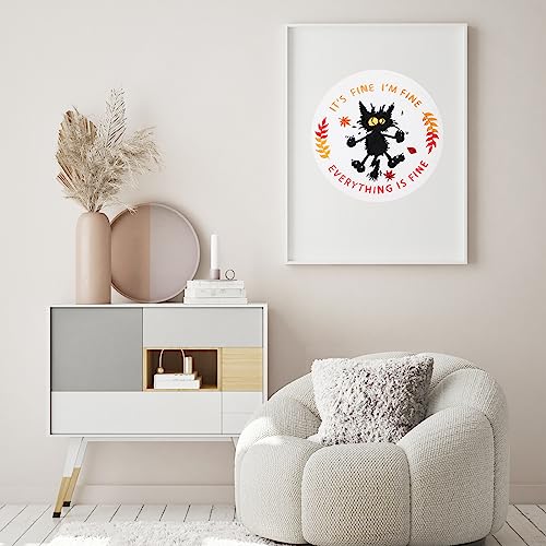 Louise Maelys Cute Cat Embroidery Kits for Beginners with Funny Animal Pattern,Adults Starter Cross Stitch Kit DIY Needlepoint Everything is Fine