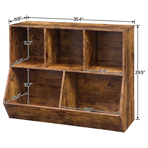 HOOBRO Rustic Brown Kids Bookshelf and Toy Storage Cubby HOOBRO