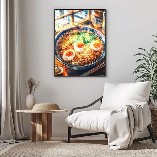 PUAGEMTI 5D Japanese Ramen by The Window Diamond Painting Set for Adults Digital Painting Food Diamond Art for Crafts Lovers for Room Decoration 12x16 inch PUAGEMTI