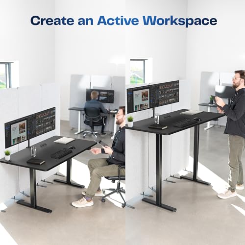 VIVO Electric Stand Up Desk Frame Workstation, Single Motor Ergonomic Standing Height Adjustable Base with Simple Controller, Black, DESK-V100EB VIVO