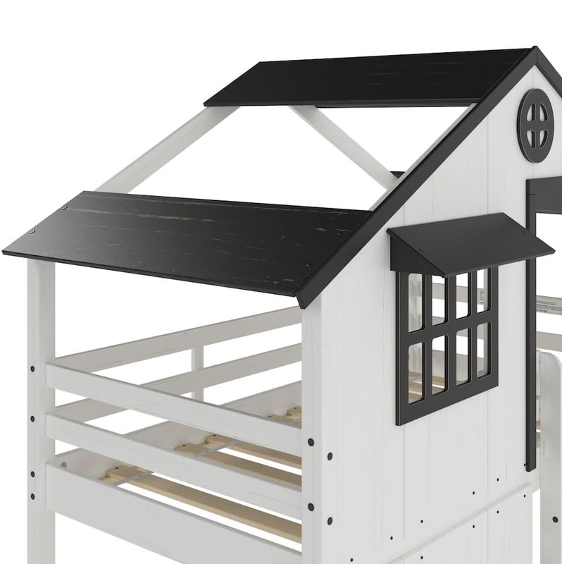 Child Craft Modern Farmhouse Twin Over Twin Bunk Bed for Kids, Low Wooden Montessori Bunk Bed, Easy to Access Ladder to Top Bunk, Non-Toxic, Baby Safe Finish Child Craft