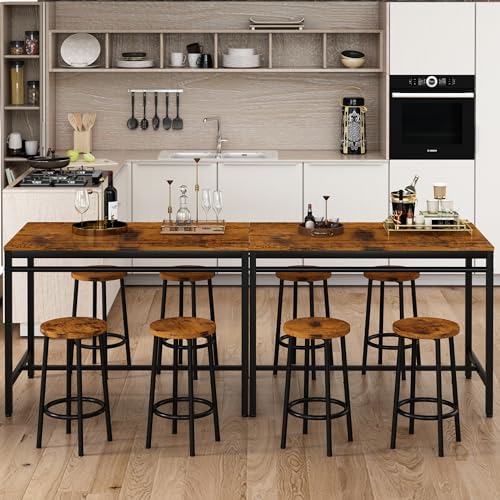 AWQM Industrial Counter Height Bar Table Set with 4 Stools - Rustic Brown & Black Dining Solution AWQM